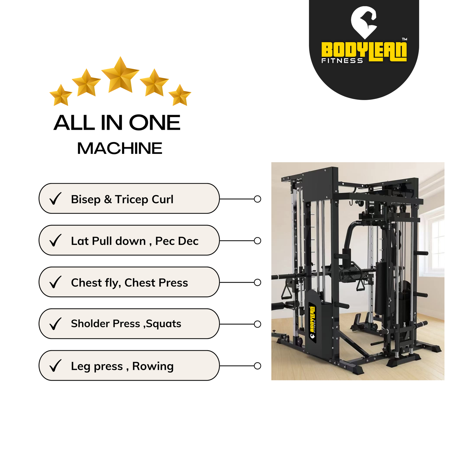 Multi Gym Functional Trainer with Smith Machine and Pec deck for Commercial Cable crossover Gym Equipment