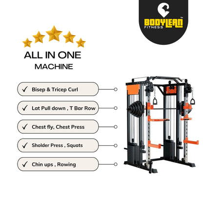 Multi Gym Functional Trainer with Smith Machine ( Iron Weight Stack  ) Dual Side for Commercial Cable crossover Gym Equipment | BLCC 101