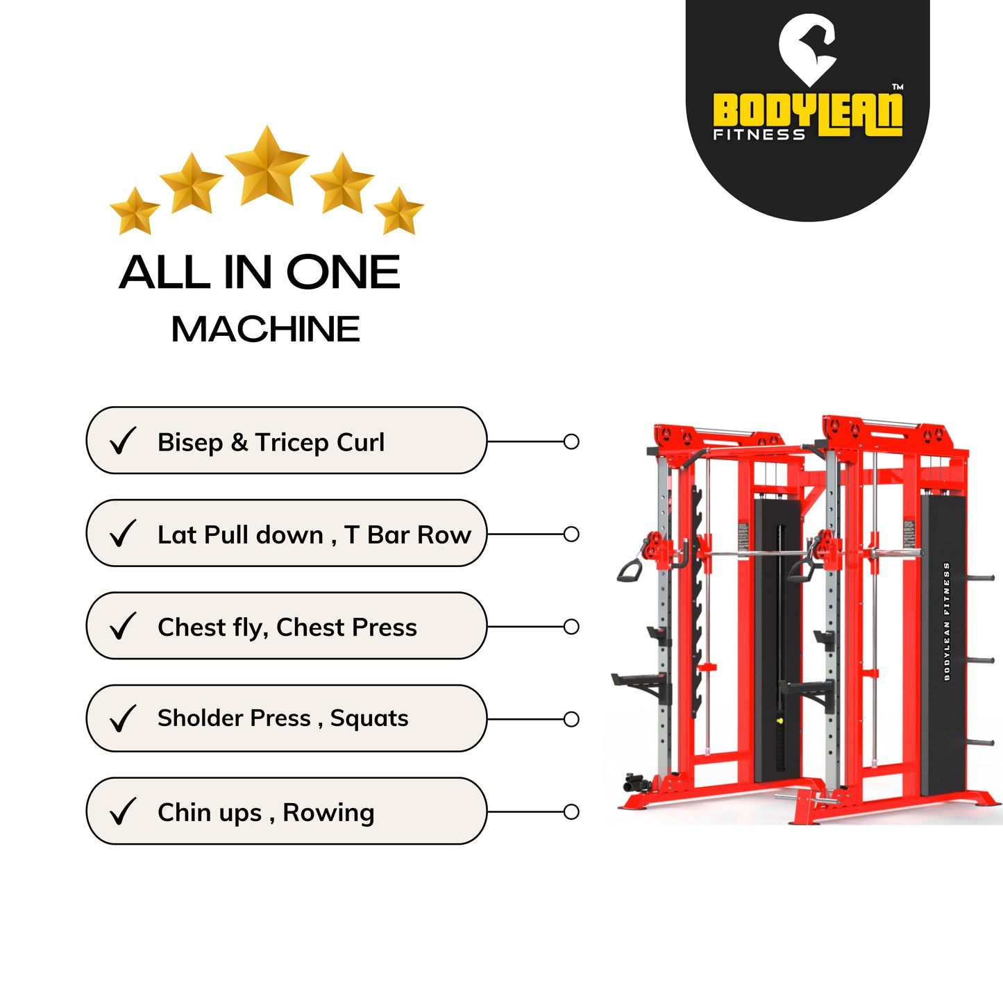 Multi Gym Functional Trainer with Smith Machine ( Iron Weight Stack ) Both Side for Commercial Cable crossover Gym Equipment  | FUSION Series