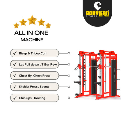 Multi Gym Functional Trainer with Smith Machine ( Iron Weight Stack ) Both Side for Commercial Cable crossover Gym Equipment  | FUSION Series