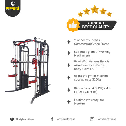 Multi Gym Functional Trainer with Smith Machine  Dual Side for Commercial Cable crossover Gym Equipment |  BLCC 105