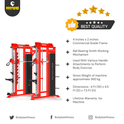 Multi Gym Functional Trainer with Smith Machine ( Iron Weight Stack ) Both Side for Commercial Cable crossover Gym Equipment  | FUSION Series