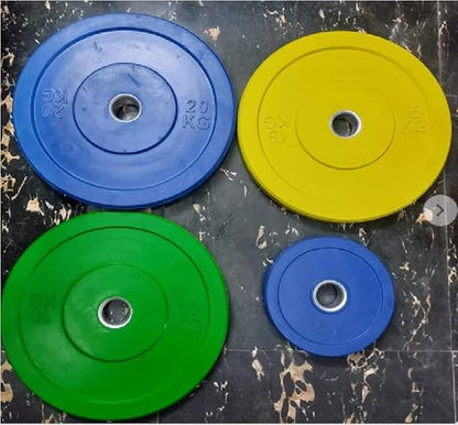 Color Bumper Plate (Sold in Pair) , Olympic Weight Plates, Iron Rubber Coated Bumper Plates 51 MM Hole