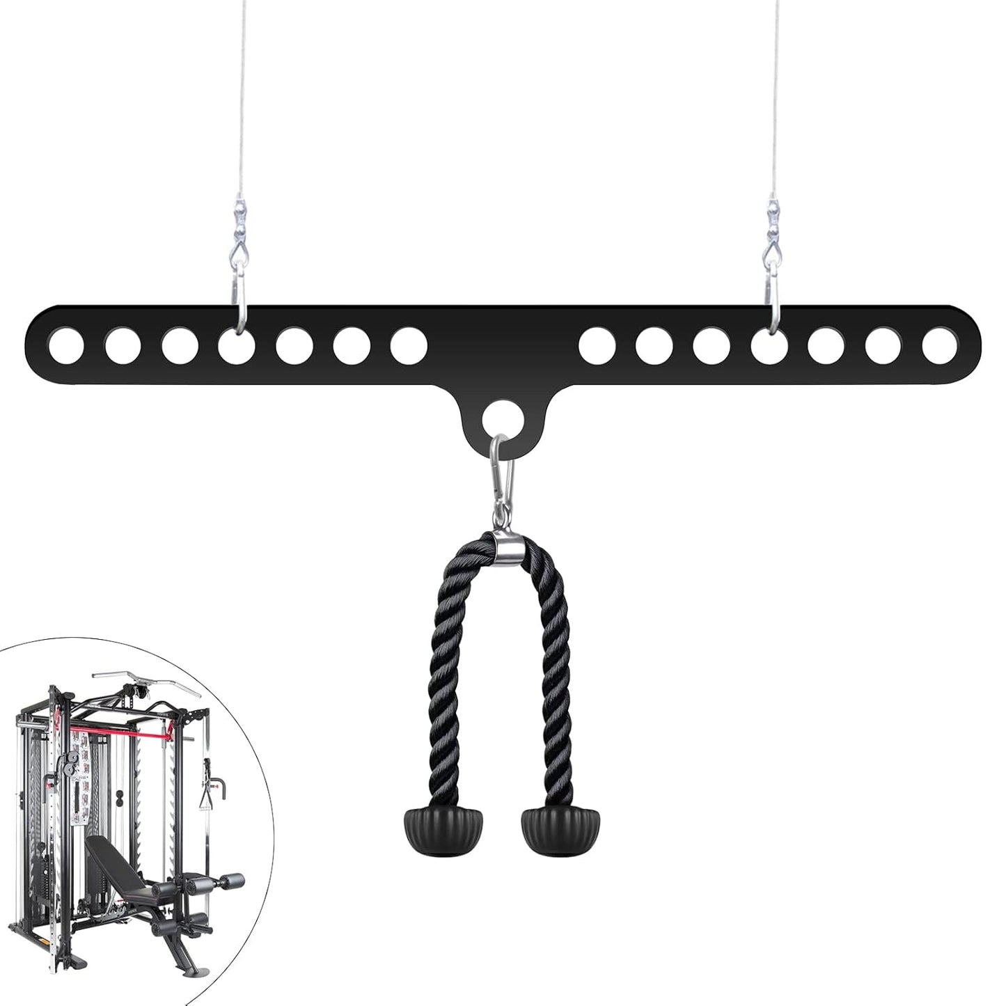 Double to Single Adaptor Plate LAT T Bar Row Pull Up Down Accessories Tricep Rope Cable Crossover Machine Attachments Workout Weight Spreader Bar Pulley System Landmine D Handles for Home Gym