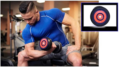 Bouncer Dumbbells ( Captain America ) Set for Commercial Gym - Home Gym | Fitness Gym Dumbbell set for Home Workout | Anti Skid rubber Dumbbell set | Weights for Workout for Weight Lifting, Dumbbell Bars, Strength Training