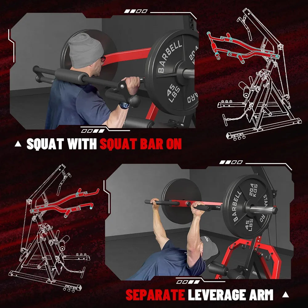 Leverage Gym | 2:1 Ratio Lever Gym with LAT Low Row System | 2055LB Multi Bench Press Machine for Strength Training | Adjustable Full Body Workout Machine for Home Gym