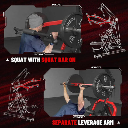 Leverage Gym | 2:1 Ratio Lever Gym with LAT Low Row System | 2055LB Multi Bench Press Machine for Strength Training | Adjustable Full Body Workout Machine for Home Gym