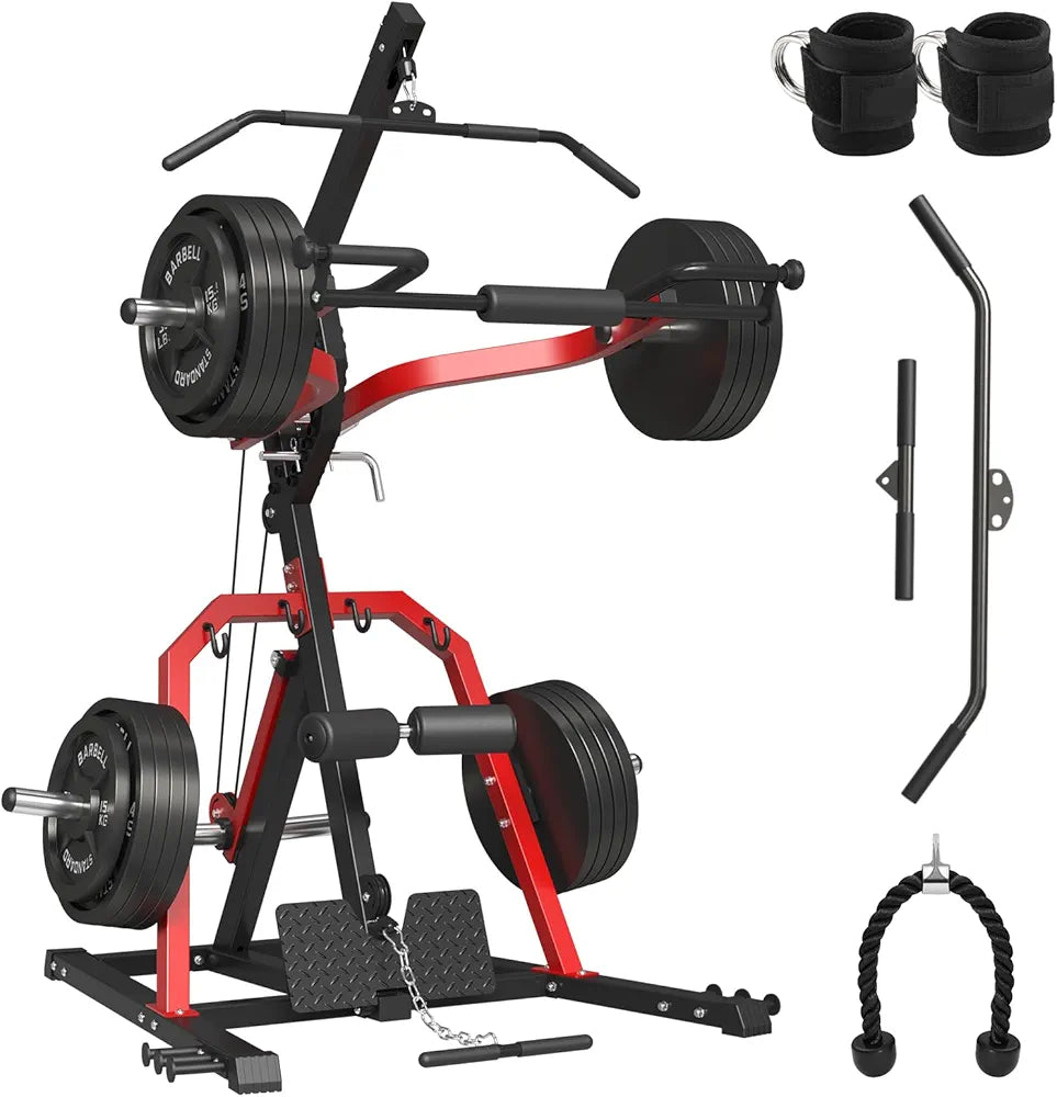 Leverage Gym | 2:1 Ratio Lever Gym with LAT Low Row System | 2055LB Multi Bench Press Machine for Strength Training | Adjustable Full Body Workout Machine for Home Gym