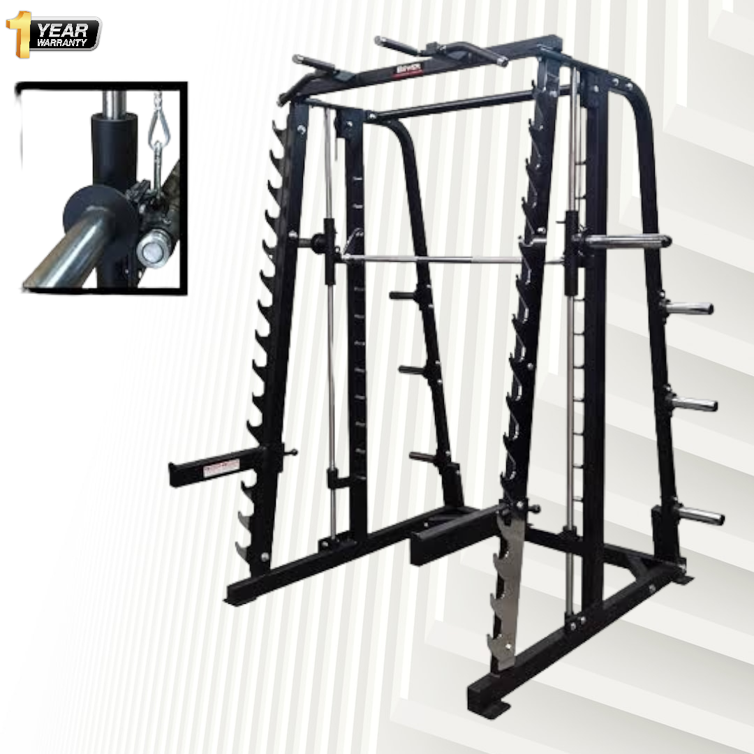 Power Squat Rack with Smith Machine for Commercial or Home Gym Workout | covers wide range of muscles in your lower body, glutes, quadriceps, hip adductors, lower back muscles hamstrings, spinal erectors and calves | BFS 105