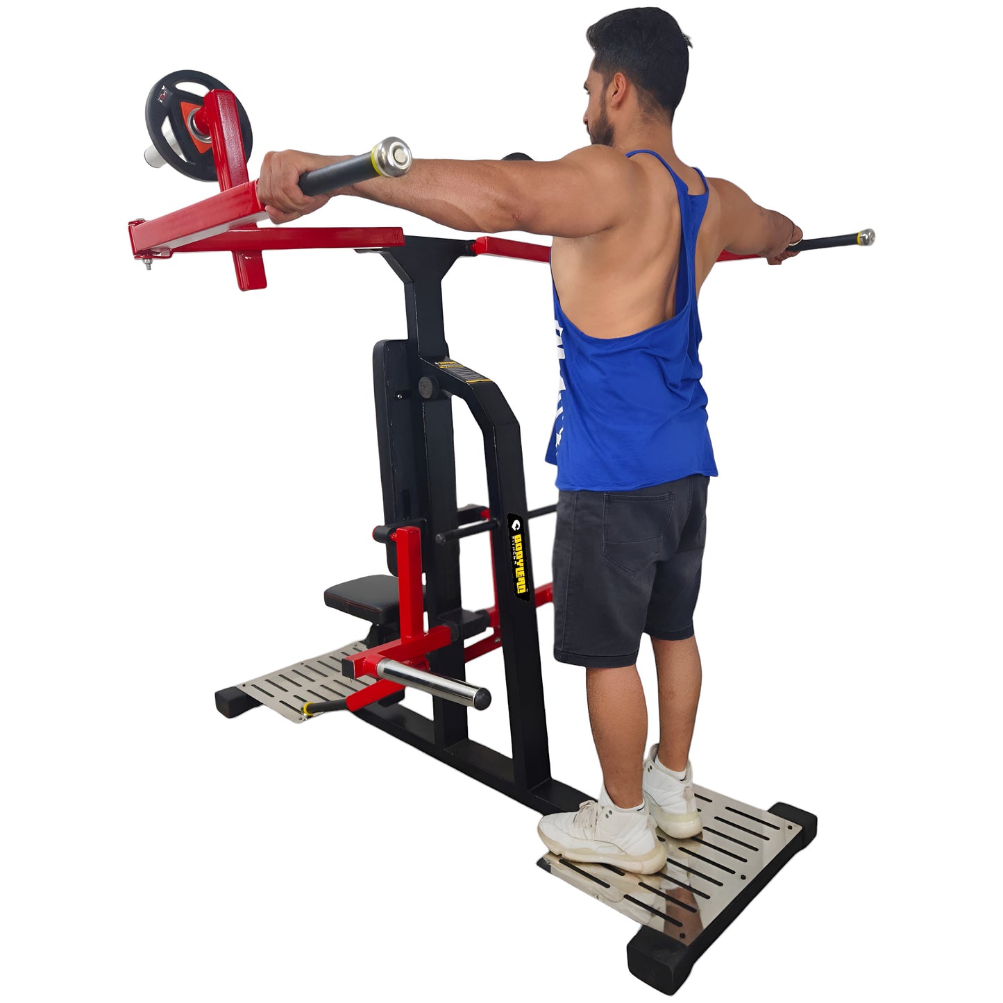 Dual Side Lateral Shoulder Raise Standing- Sitting Plate Load Commercial Gym Machine