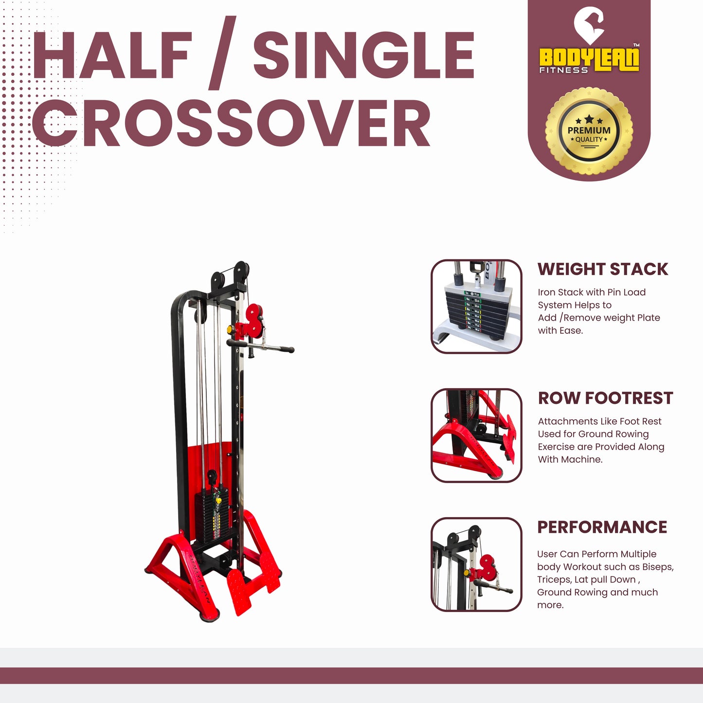 Single Cable crossover with Iron Stack Commercial / Home gym Machine