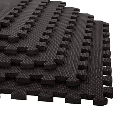 Gym Mats for Floor for Home and Living Room, Interlocking Rubber Floor Gym Mat for Workout at Home