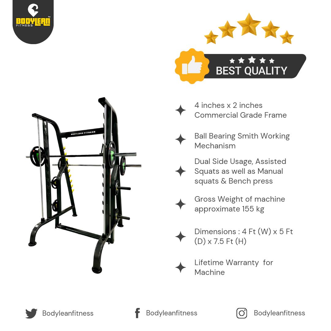 Power Squat Rack with Smith Machine for Commercial or Home Gym Workout | covers wide range of muscles in your lower body, glutes, quadriceps, hip adductors, lower back muscles hamstrings, spinal erectors and calves | Neon series