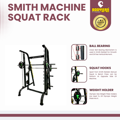 Power Squat Rack with Smith Machine for Commercial or Home Gym Workout | covers wide range of muscles in your lower body, glutes, quadriceps, hip adductors, lower back muscles hamstrings, spinal erectors and calves | Neon series