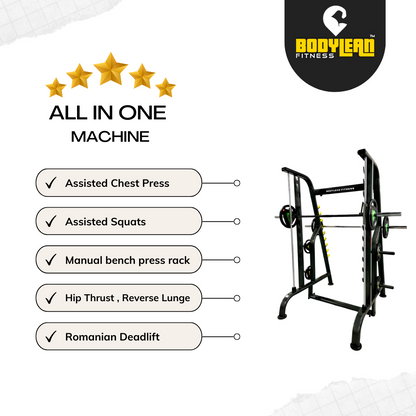 Power Squat Rack with Smith Machine for Commercial or Home Gym Workout | covers wide range of muscles in your lower body, glutes, quadriceps, hip adductors, lower back muscles hamstrings, spinal erectors and calves | Neon series